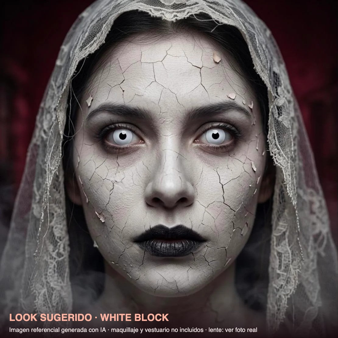 Look sugerido WHITE BLOCK — imagen referencial generada con IA, maquillaje no incluido