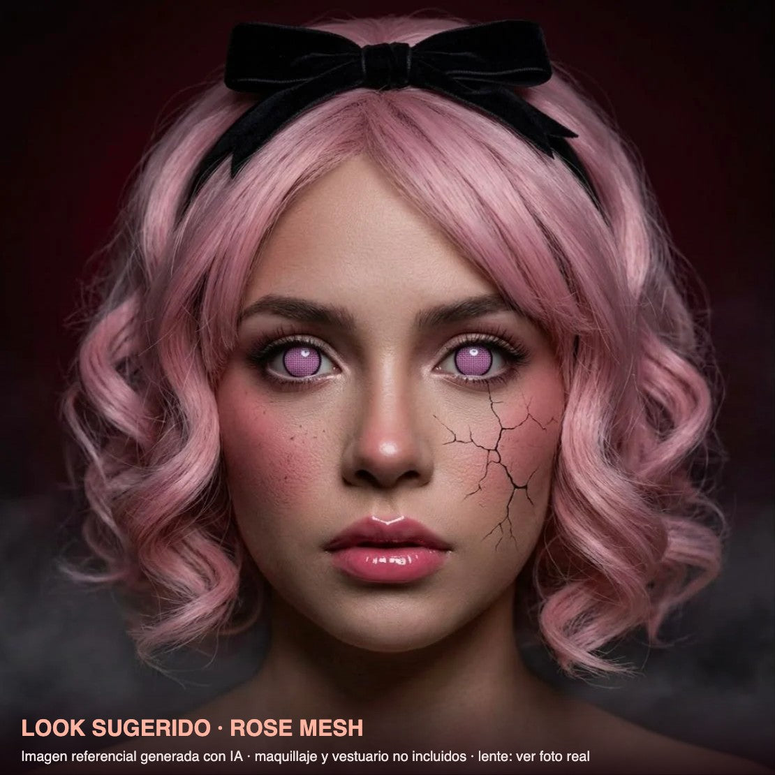 Look sugerido ROSE MESH — imagen referencial generada con IA, maquillaje no incluido