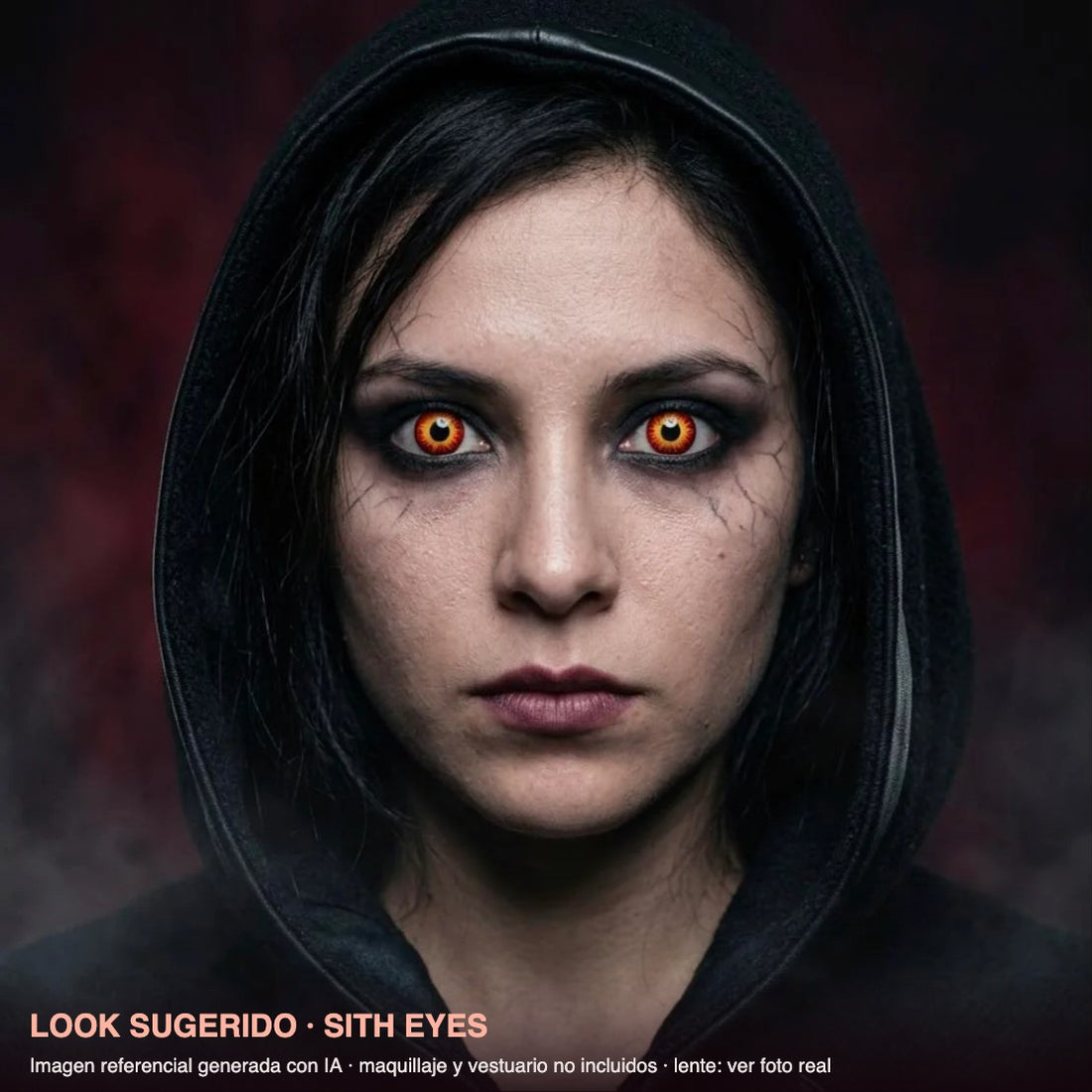 Look sugerido SITH EYES — imagen referencial generada con IA, maquillaje no incluido
