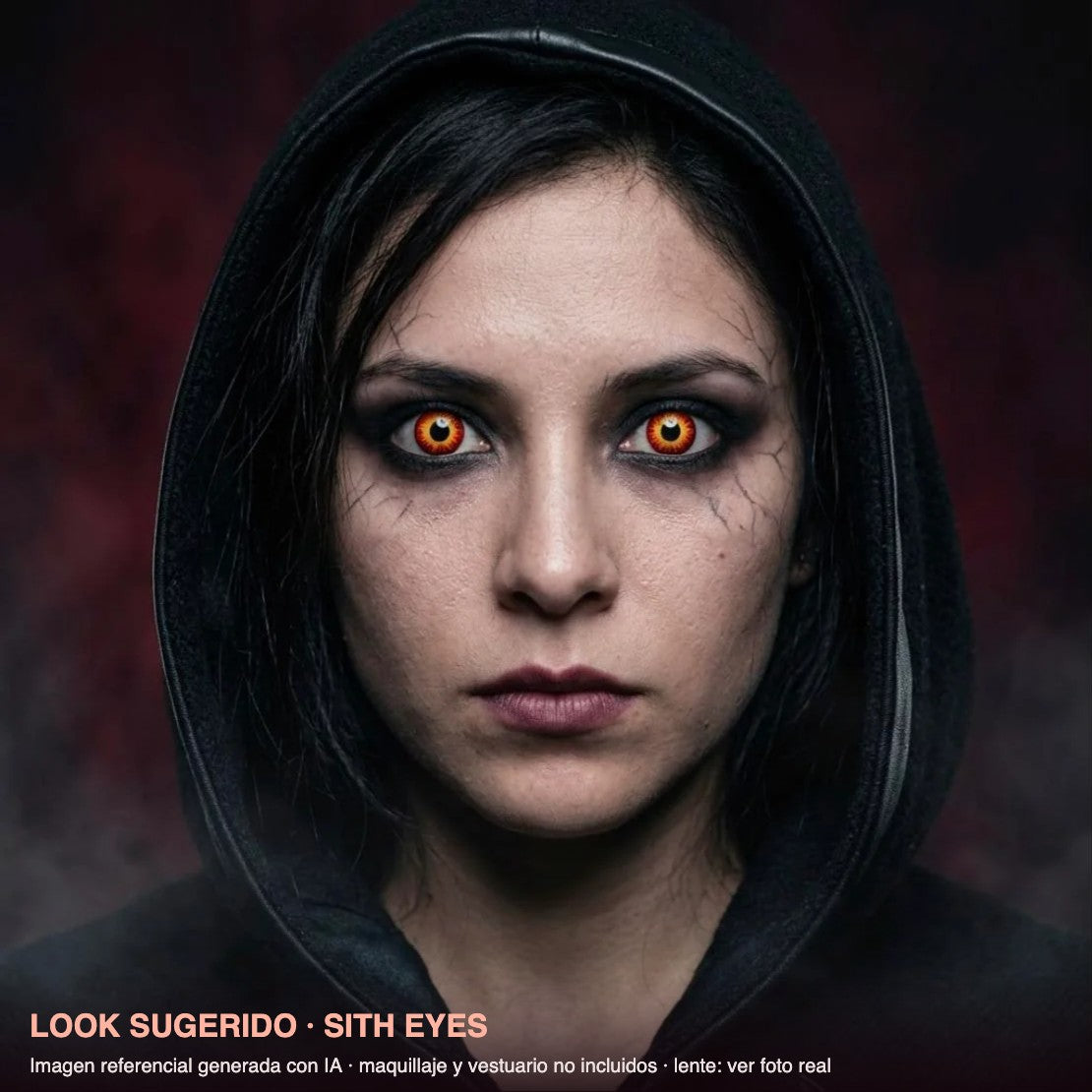 Look sugerido SITH EYES — imagen referencial generada con IA, maquillaje no incluido